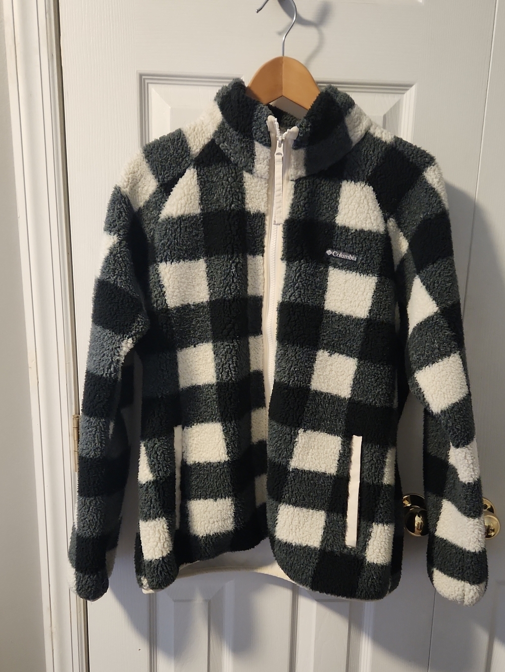 Columbia Black and White Buffalo Check Teddy Jacket